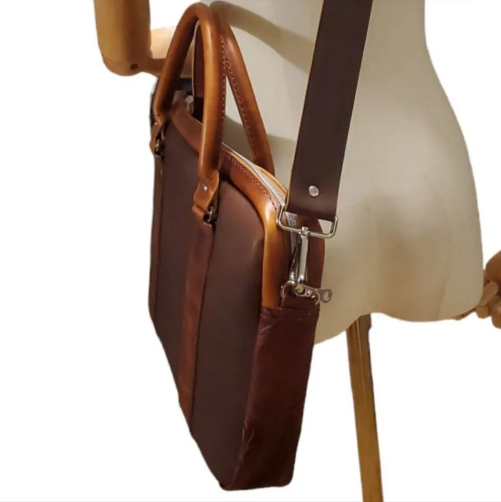 Handcrafted Genuine Leather Unisex Western Messenger Laptop Briefcase Bag